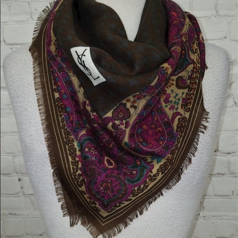 Saint Laurent Women's Purple/Brown Scarf